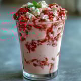 Creamy cottage cheese strawberry smoothie with fresh berries and a touch of honey, blended to perfection for a protein-packed breakfast.