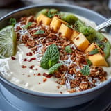 Glistening Mango Chili Lime Smoothie Bowl, a healthy, zesty, and spicy breakfast treat.