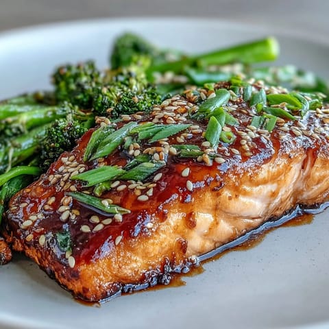 Sheet Pan Teriyaki Salmon with Broccoli and Snap Peas - golden glazed salmon fillets roasted alongside crisp green vegetables in a savory-sweet teriyaki sauce.  