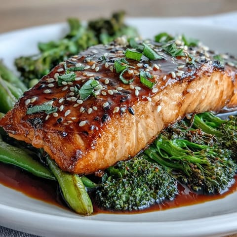 A colorful one-pan dinner featuring tender salmon, vibrant broccoli florets, and snap peas tossed in homemade teriyaki glaze for a healthy, flavorful meal.  