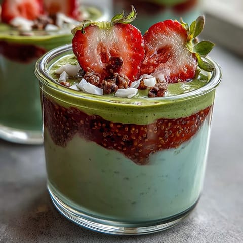 Strawberry Matcha Chia Oats