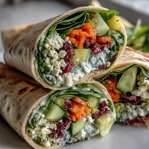 Fresh vegetable wraps with lemon aioli, packed with spinach, avocado, and colorful veggies for a vibrant picnic lunch.