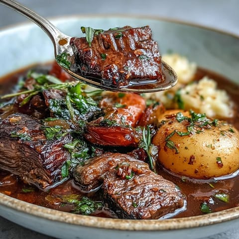 Hearty slow cooker beef stew with tender chuck, carrots, parsnips, and potatoes in a savory broth.  