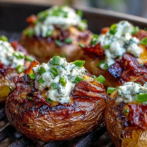 BBQ Baby Shower Loaded Baked Potato Salad with crispy bacon, cheddar, and fresh herbs in a tangy BBQ dressing.  