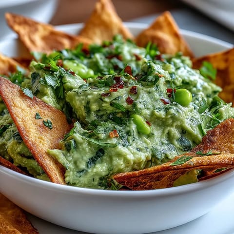 Edamame Guacamole Pita Chips