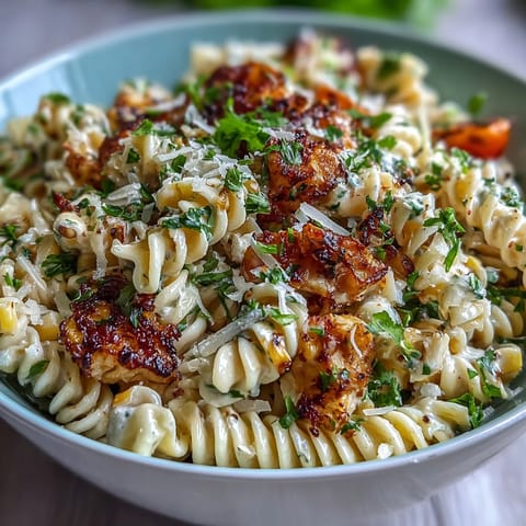 Elote Pasta Salad with Cotija, Chili and Lime - creamy pasta tossed with charred corn, zesty lime dressing, and crumbled Cotija cheese for a bold Mexican-inspired side.