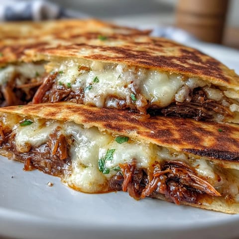 Golden-brown Cinco de Mayo Birria Quesadillas with savory consommé for dunking.