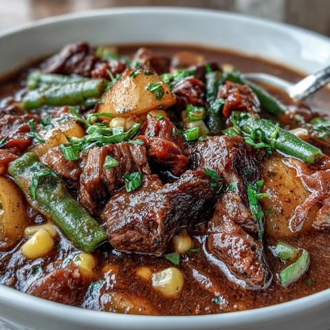 Kentucky Derby Burgoo Stew: rich, slow-simmered comfort food with tender meats and vegetables.
