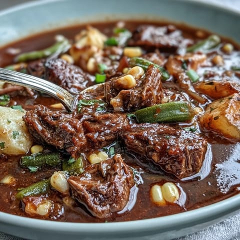 Hearty Kentucky Derby Burgoo Stew, a savory Southern party favorite, brimming with hearty goodness.