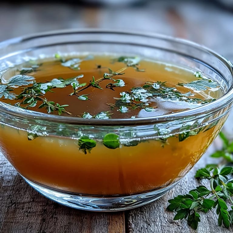 Homemade Vegetable Broth From Scraps, strained into a clear glass jar beside fresh vegetable trimmings.  