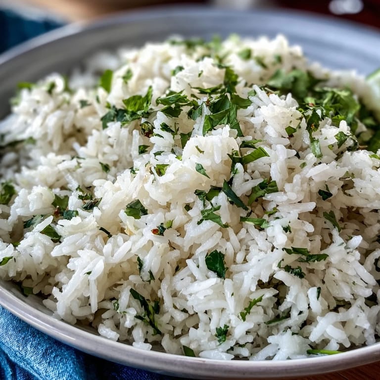 Bright Cilantro Lime Rice with chopped cilantro and lime juice for a fresh side dish.