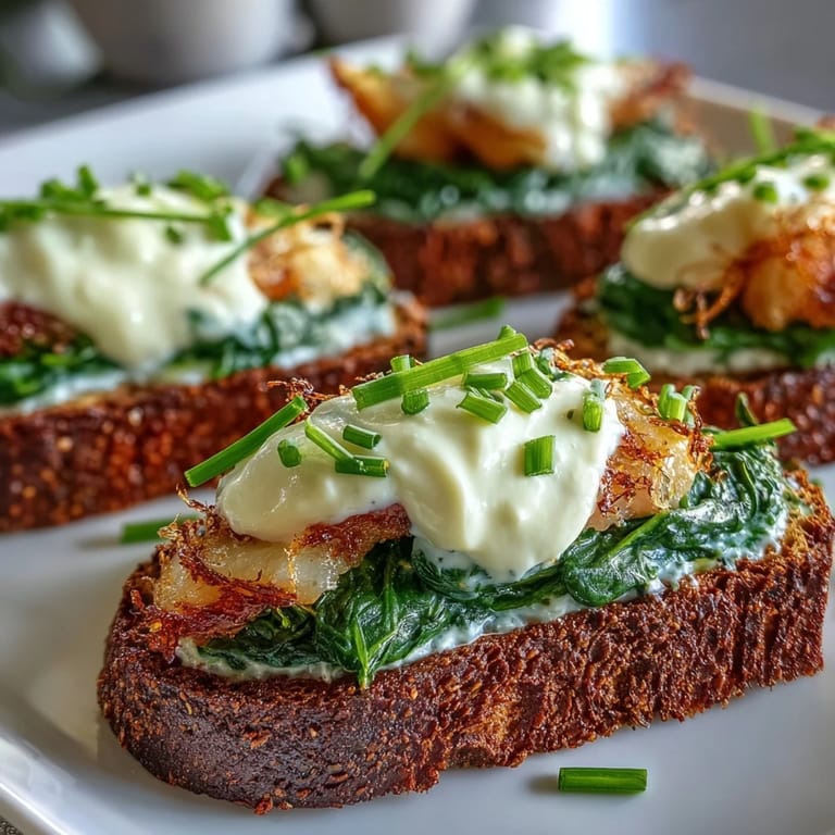 A close-up of smoked haddock and spinach rye toasts, garnished with chives, highlighting the hearty, protein-packed breakfast to start your day.