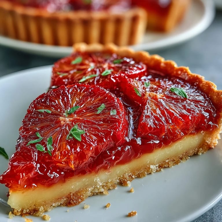 The vibrant, tangy blood orange tarts are garnished with a light honey glaze, making them a stunning make-ahead dessert for spring.