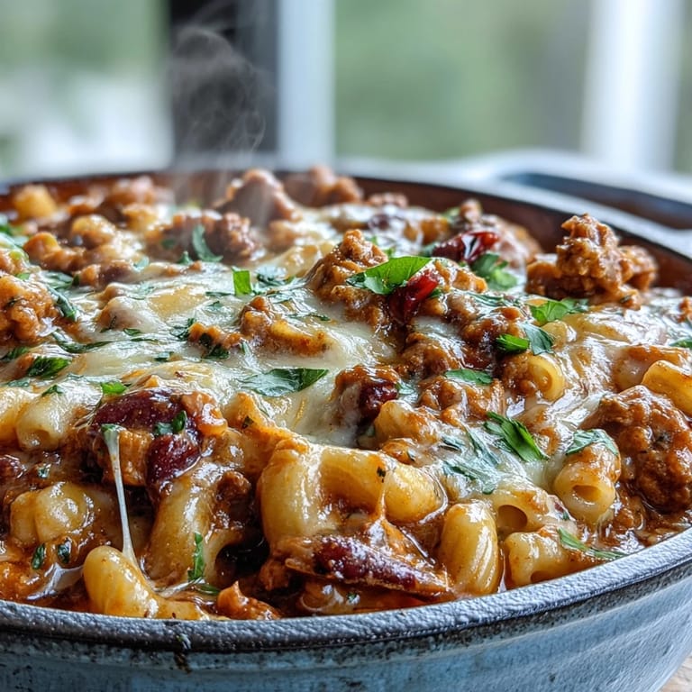 Diced red bell peppers and ground turkey make this Baked Ranch Turkey Chili Mac a comforting family dinner.