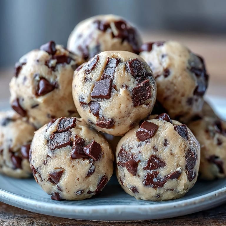 3. Wholesome chickpea-based cookie dough bites with dark chocolate chips, ideal for guilt-free snacking or dessert.