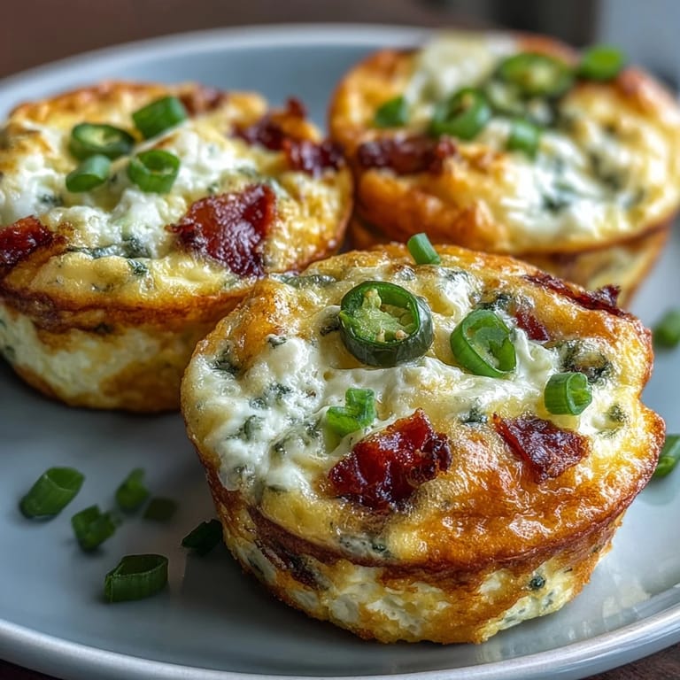 Cheesy jalapeño egg cups with red bell pepper and green onions, perfect for keto breakfasts on the go.