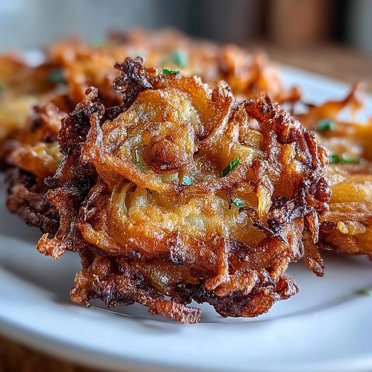 Fragrant onion fritters seasoned with coriander and chili, air fried to perfection for a healthier street food favorite.