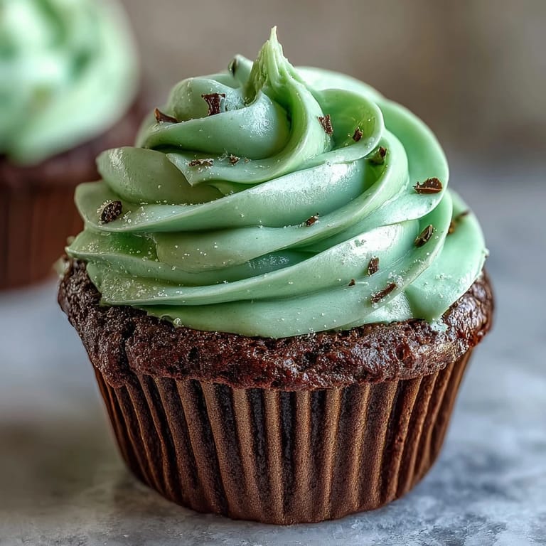 Festive green velvet cupcakes filled with cocoa flavor, crowned with creamy vanilla frosting and colorful St. Patrick's Day decorations.