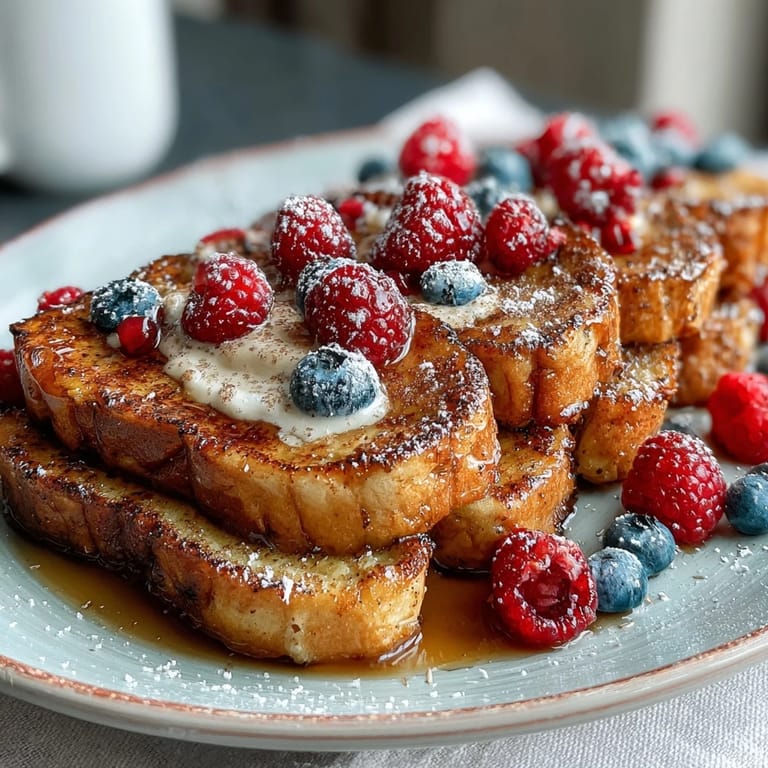 Baked Lemon Blueberry Sourdough French Toast with a crisp golden top and soft, custardy center, ideal for holiday mornings.