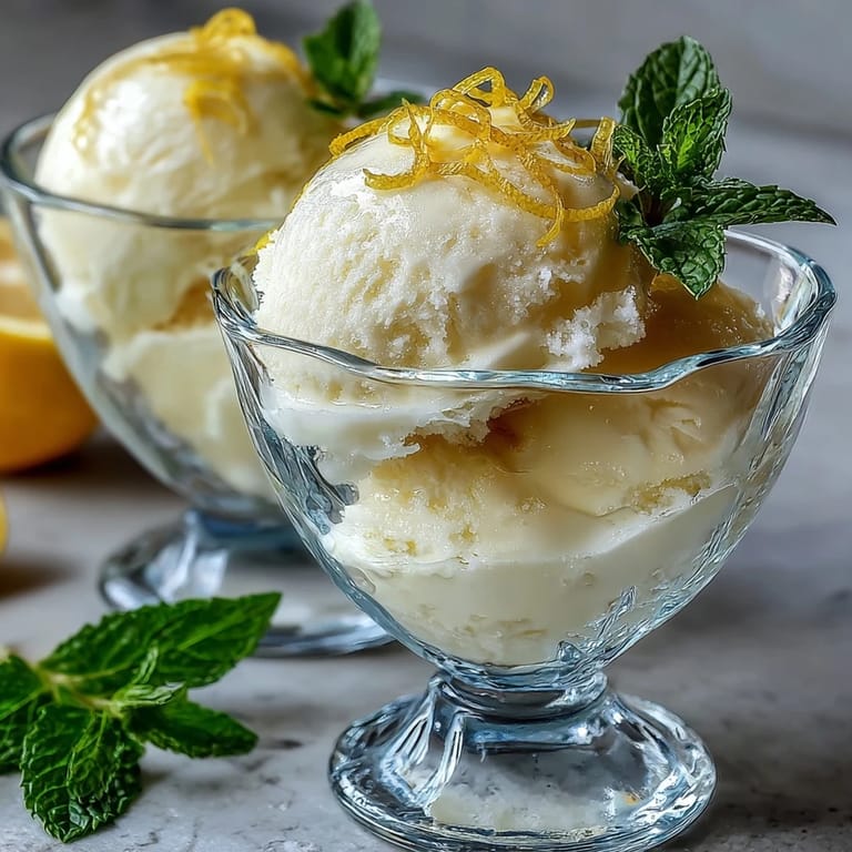 Bright and refreshing limoncello sorbet served in chilled glasses, perfect for summer dessert or palate cleanser.