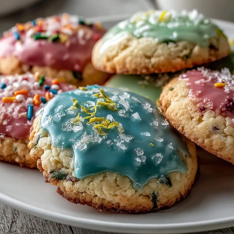 Bright lemon-infused sugar cookies with delicate pastel glaze, ideal for festive gatherings and gifting.