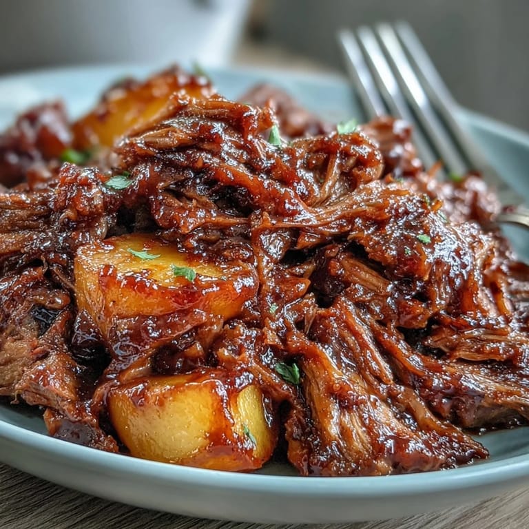 3. Crockpot honey peach BBQ pulled pork, fragrant with ripe peaches and smoky spices, ready for your next picnic.