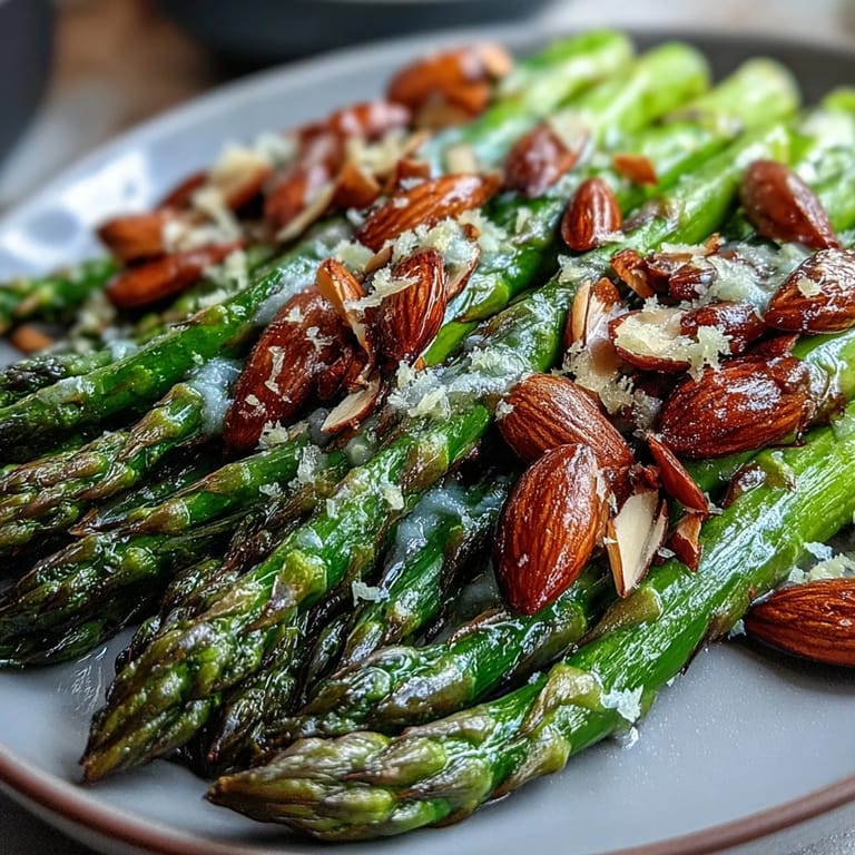Tender asparagus spears sautéed in lemon butter and topped with golden toasted almonds create an elegant, flavorful side.
