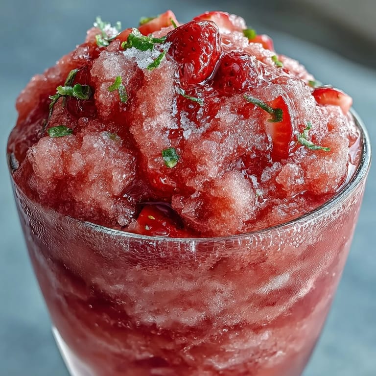 Sip on this bright Frozen Strawberry Lemonade Slushie, perfectly blended for summer enjoyment.