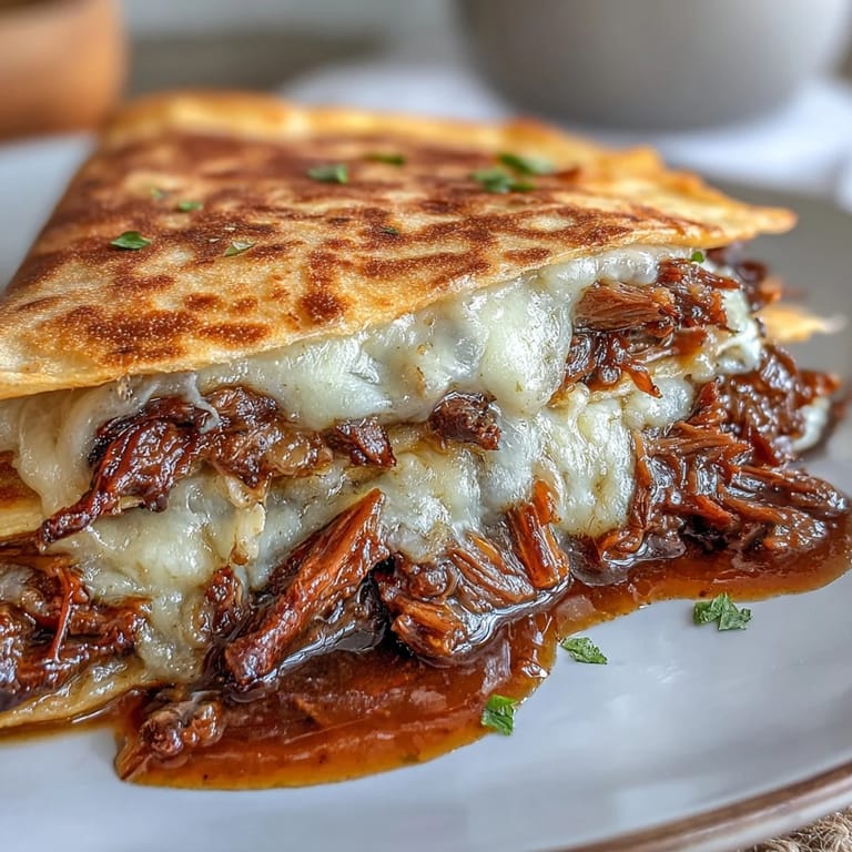 Crispy Cinco de Mayo Birria Quesadillas served with a rich, dipping broth.