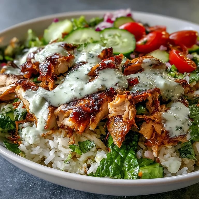 Hearty spiced chicken shawarma bowl with fresh veggies, perfect dinner.