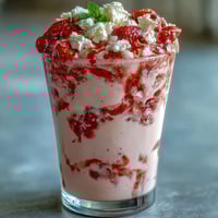 Creamy cottage cheese strawberry smoothie with fresh berries and a touch of honey, blended to perfection for a protein-packed breakfast.