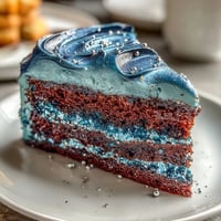 A mesmerizing Pisces-Themed Galaxy Cake with shimmering edible glitter and swirls of blue and purple buttercream.