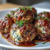 Housewarming Slow Cooker Meatballs in Marinara—tender beef and pork meatballs simmered in rich, savory tomato sauce.  