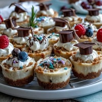 Miniature, creamy Easy Graduation Cheesecake Bites are perfect for festive party celebrations.