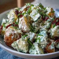 Creamy Juneteenth soul food potato salad with crisp pickles and mustard tang.